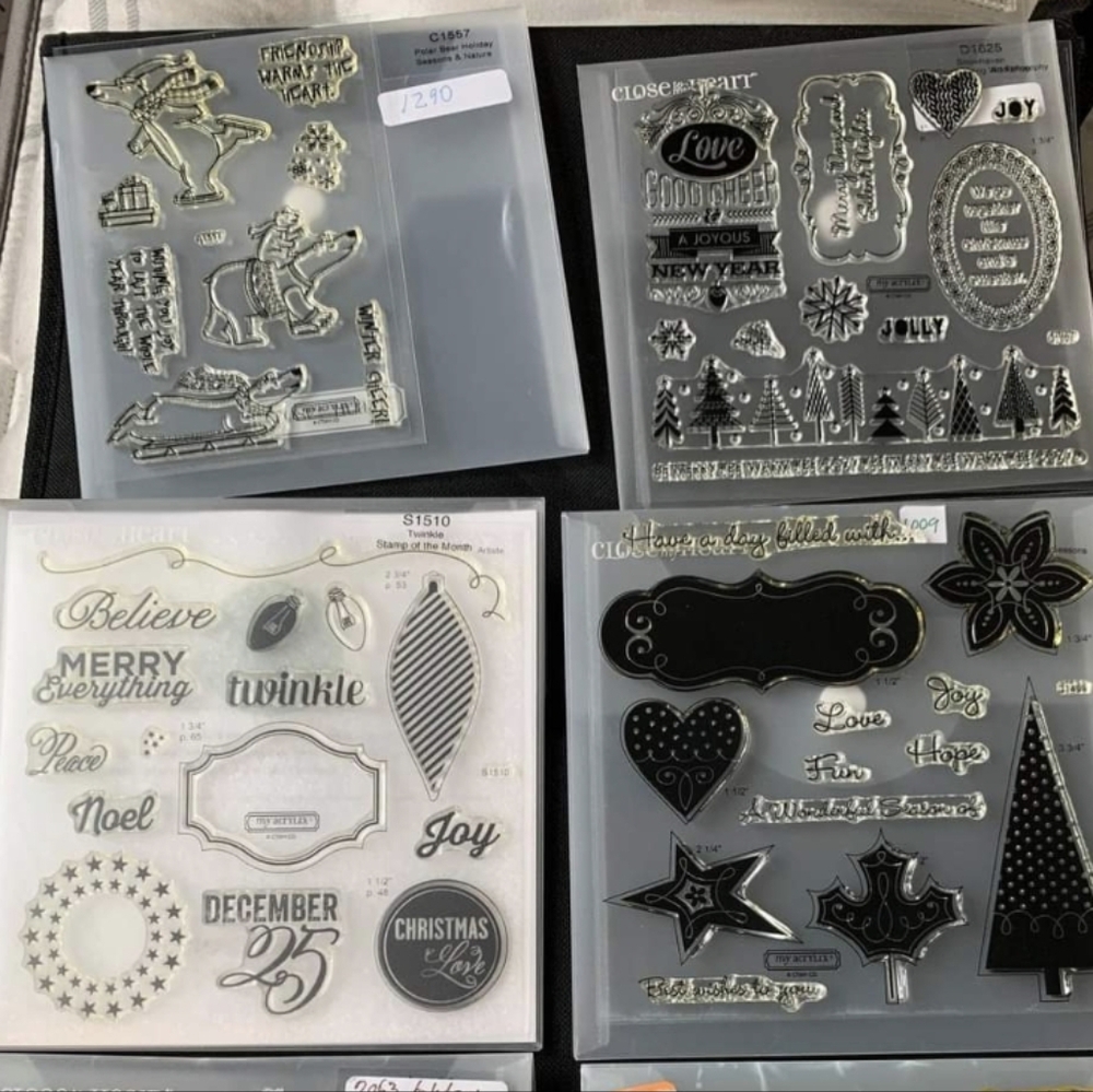 Clear Photopolymer Holiday Sentiment Stamp Set - Assorted Black & Silver
